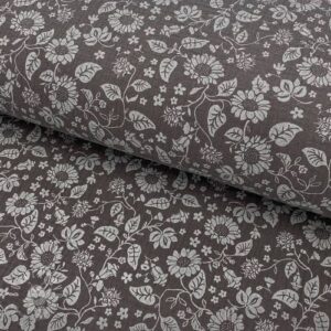 Dvojitá gázovina/mušelín Paisley flowers dark grey - mušelín, mušelin, muselin latka, mušelin latka, gazovina, gázovina metráž, gazovina latka, gázovina, trojita gazovina, bambusový mušelín, latka muselin, bavlněný mušelín metráž, mušelín látka metráž, dvojita gazovina metraz, deka pre bábätko, letná deka pre bábätko, bambusova deka pre dieta, muselinova prikryvka, strikovana deka pre babatko, biela deka pre babatko, prikrývka pre bábätko