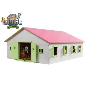 Kids Globe Hračkárska konská stajňa so 7 boxami 1:24 ružová 610189