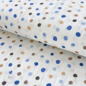 Dvojitá gázovina/mušelín Big dots Snoozy old blue - mušelín, mušelin, muselin latka, mušelin latka, gazovina, gázovina metráž, gazovina latka, gázovina, trojita gazovina, bambusový mušelín, latka muselin, bavlněný mušelín metráž, mušelín látka metráž, dvojita gazovina metraz, deka pre bábätko, letná deka pre bábätko, bambusova deka pre dieta, muselinova prikryvka, strikovana deka pre babatko, biela deka pre babatko, prikrývka pre bábätko