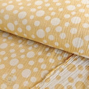 Dvojitá gázovina/mušelín JACQUARD Dots dark yellow - mušelín, mušelin, muselin latka, mušelin latka, gazovina, gázovina metráž, gazovina latka, gázovina, trojita gazovina, bambusový mušelín, latka muselin, bavlněný mušelín metráž, mušelín látka metráž, dvojita gazovina metraz, deka pre bábätko, letná deka pre bábätko, bambusova deka pre dieta, muselinova prikryvka, strikovana deka pre babatko, biela deka pre babatko, prikrývka pre bábätko