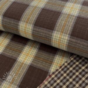 Dvojitá gázovina/mušelín Double sided CHECKS brown combo - mušelín, mušelin, muselin latka, mušelin latka, gazovina, gázovina metráž, gazovina latka, gázovina, trojita gazovina, bambusový mušelín, latka muselin, bavlněný mušelín metráž, mušelín látka metráž, dvojita gazovina metraz, deka pre bábätko, letná deka pre bábätko, bambusova deka pre dieta, muselinova prikryvka, strikovana deka pre babatko, biela deka pre babatko, prikrývka pre bábätko