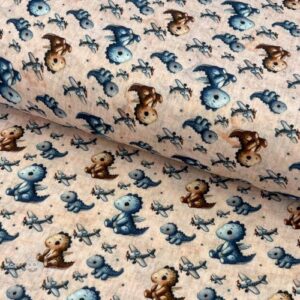 Dvojitá gázovina/mušelín Baby dino design A digital print - mušelín, mušelin, muselin latka, mušelin latka, gazovina, gázovina metráž, gazovina latka, gázovina, trojita gazovina, bambusový mušelín, latka muselin, bavlněný mušelín metráž, mušelín látka metráž, dvojita gazovina metraz, deka pre bábätko, letná deka pre bábätko, bambusova deka pre dieta, muselinova prikryvka, strikovana deka pre babatko, biela deka pre babatko, prikrývka pre bábätko
