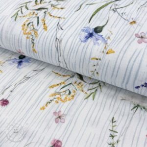Dvojitá gázovina/mušelín French flowers blue digital print - mušelín, mušelin, muselin latka, mušelin latka, gazovina, gázovina metráž, gazovina latka, gázovina, trojita gazovina, bambusový mušelín, latka muselin, bavlněný mušelín metráž, mušelín látka metráž, dvojita gazovina metraz, deka pre bábätko, letná deka pre bábätko, bambusova deka pre dieta, muselinova prikryvka, strikovana deka pre babatko, biela deka pre babatko, prikrývka pre bábätko