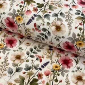 Dvojitá gázovina/mušelín Stylish flowers design D digital print - mušelín, mušelin, muselin latka, mušelin latka, gazovina, gázovina metráž, gazovina latka, gázovina, trojita gazovina, bambusový mušelín, latka muselin, bavlněný mušelín metráž, mušelín látka metráž, dvojita gazovina metraz, deka pre bábätko, letná deka pre bábätko, bambusova deka pre dieta, muselinova prikryvka, strikovana deka pre babatko, biela deka pre babatko, prikrývka pre bábätko