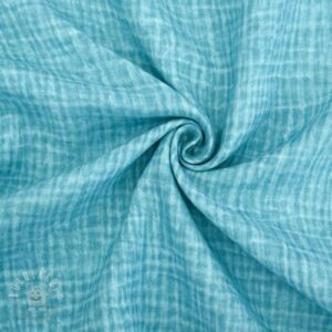 Dvojitá gázovina/mušelín Vintage aqua - mušelín, mušelin, muselin latka, mušelin latka, gazovina, gázovina metráž, gazovina latka, gázovina, trojita gazovina, bambusový mušelín, latka muselin, bavlněný mušelín metráž, mušelín látka metráž, dvojita gazovina metraz, deka pre bábätko, letná deka pre bábätko, bambusova deka pre dieta, muselinova prikryvka, strikovana deka pre babatko, biela deka pre babatko, prikrývka pre bábätko