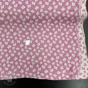 Dvojitá gázovina/mušelín JACQUARD Flowers cerise II.trieda - mušelín, mušelin, muselin latka, mušelin latka, gazovina, gázovina metráž, gazovina latka, gázovina, trojita gazovina, bambusový mušelín, latka muselin, bavlněný mušelín metráž, mušelín látka metráž, dvojita gazovina metraz, deka pre bábätko, letná deka pre bábätko, bambusova deka pre dieta, muselinova prikryvka, strikovana deka pre babatko, biela deka pre babatko, prikrývka pre bábätko
