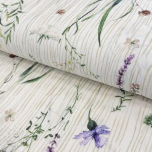 Dvojitá gázovina/mušelín French flowers natural digital print - mušelín, mušelin, muselin latka, mušelin latka, gazovina, gázovina metráž, gazovina latka, gázovina, trojita gazovina, bambusový mušelín, latka muselin, bavlněný mušelín metráž, mušelín látka metráž, dvojita gazovina metraz, deka pre bábätko, letná deka pre bábätko, bambusova deka pre dieta, muselinova prikryvka, strikovana deka pre babatko, biela deka pre babatko, prikrývka pre bábätko