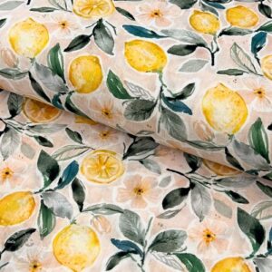 Dvojitá gázovina/mušelín Fresh lemons digital print - mušelín, mušelin, muselin latka, mušelin latka, gazovina, gázovina metráž, gazovina latka, gázovina, trojita gazovina, bambusový mušelín, latka muselin, bavlněný mušelín metráž, mušelín látka metráž, dvojita gazovina metraz, deka pre bábätko, letná deka pre bábätko, bambusova deka pre dieta, muselinova prikryvka, strikovana deka pre babatko, biela deka pre babatko, prikrývka pre bábätko