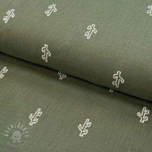 Dvojitá gázovina/mušelín EMBROIDERY Cactus green - mušelín, mušelin, muselin latka, mušelin latka, gazovina, gázovina metráž, gazovina latka, gázovina, trojita gazovina, bambusový mušelín, latka muselin, bavlněný mušelín metráž, mušelín látka metráž, dvojita gazovina metraz, deka pre bábätko, letná deka pre bábätko, bambusova deka pre dieta, muselinova prikryvka, strikovana deka pre babatko, biela deka pre babatko, prikrývka pre bábätko