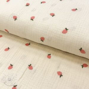 Dvojitá gázovina/mušelín EMBROIDERY Fruit natural peach - mušelín, mušelin, muselin latka, mušelin latka, gazovina, gázovina metráž, gazovina latka, gázovina, trojita gazovina, bambusový mušelín, latka muselin, bavlněný mušelín metráž, mušelín látka metráž, dvojita gazovina metraz, deka pre bábätko, letná deka pre bábätko, bambusova deka pre dieta, muselinova prikryvka, strikovana deka pre babatko, biela deka pre babatko, prikrývka pre bábätko