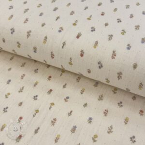 Dvojitá gázovina/mušelín Flowers Mia digital print ORGANIC - mušelín, mušelin, muselin latka, mušelin latka, gazovina, gázovina metráž, gazovina latka, gázovina, trojita gazovina, bambusový mušelín, latka muselin, bavlněný mušelín metráž, mušelín látka metráž, dvojita gazovina metraz, deka pre bábätko, letná deka pre bábätko, bambusova deka pre dieta, muselinova prikryvka, strikovana deka pre babatko, biela deka pre babatko, prikrývka pre bábätko