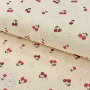 Dvojitá gázovina/mušelín Fruits cherry natural - mušelín, mušelin, muselin latka, mušelin latka, gazovina, gázovina metráž, gazovina latka, gázovina, trojita gazovina, bambusový mušelín, latka muselin, bavlněný mušelín metráž, mušelín látka metráž, dvojita gazovina metraz, deka pre bábätko, letná deka pre bábätko, bambusova deka pre dieta, muselinova prikryvka, strikovana deka pre babatko, biela deka pre babatko, prikrývka pre bábätko