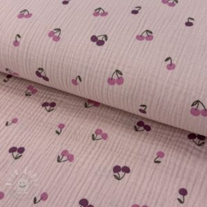 Dvojitá gázovina/mušelín Fruits cherry soft rose - mušelín, mušelin, muselin latka, mušelin latka, gazovina, gázovina metráž, gazovina latka, gázovina, trojita gazovina, bambusový mušelín, latka muselin, bavlněný mušelín metráž, mušelín látka metráž, dvojita gazovina metraz, deka pre bábätko, letná deka pre bábätko, bambusova deka pre dieta, muselinova prikryvka, strikovana deka pre babatko, biela deka pre babatko, prikrývka pre bábätko