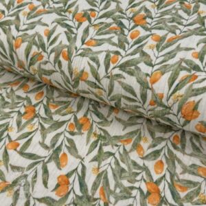 Dvojitá gázovina/mušelín Leaves off white digital print - mušelín, mušelin, muselin latka, mušelin latka, gazovina, gázovina metráž, gazovina latka, gázovina, trojita gazovina, bambusový mušelín, latka muselin, bavlněný mušelín metráž, mušelín látka metráž, dvojita gazovina metraz, deka pre bábätko, letná deka pre bábätko, bambusova deka pre dieta, muselinova prikryvka, strikovana deka pre babatko, biela deka pre babatko, prikrývka pre bábätko