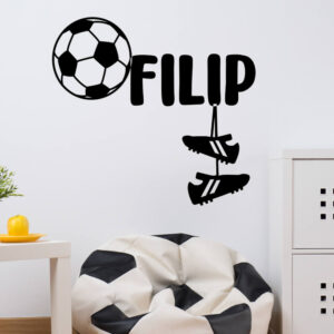 Personalizovaná nálepka do detskej izby - Meno s futbalovou loptou - nalepky na stenu s menom, nalepka s menom, nalepky s menom, drevene meno na stenu, samolepky s menom, nalepka na stenu meno, nálepky na stenu meno, girlanda s menom, vlajkova girlanda, darcek pre novorodenca s menom, ozdobna girlanda, personalizovane nalepky, personalizovany darcek, darcek s menom, darceky s menom