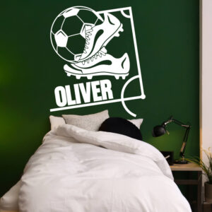 Personalizovaná nálepka nad posteľ - Futbalové ihrisko s menom - nalepky na stenu s menom, nalepka s menom, nalepky s menom, drevene meno na stenu, samolepky s menom, nalepka na stenu meno, nálepky na stenu meno, girlanda s menom, vlajkova girlanda, darcek pre novorodenca s menom, ozdobna girlanda, personalizovane nalepky, personalizovany darcek, darcek s menom, darceky s menom