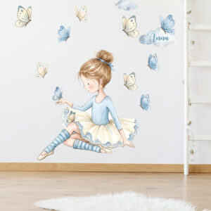 Dizajnová tapeta na stenu s menom - Baletka v modrých tónoch - nalepky na stenu s menom, nalepka s menom, nalepky s menom, drevene meno na stenu, samolepky s menom, nalepka na stenu meno, nálepky na stenu meno, girlanda s menom, vlajkova girlanda, darcek pre novorodenca s menom, ozdobna girlanda, personalizovane nalepky, personalizovany darcek, darcek s menom, darceky s menom